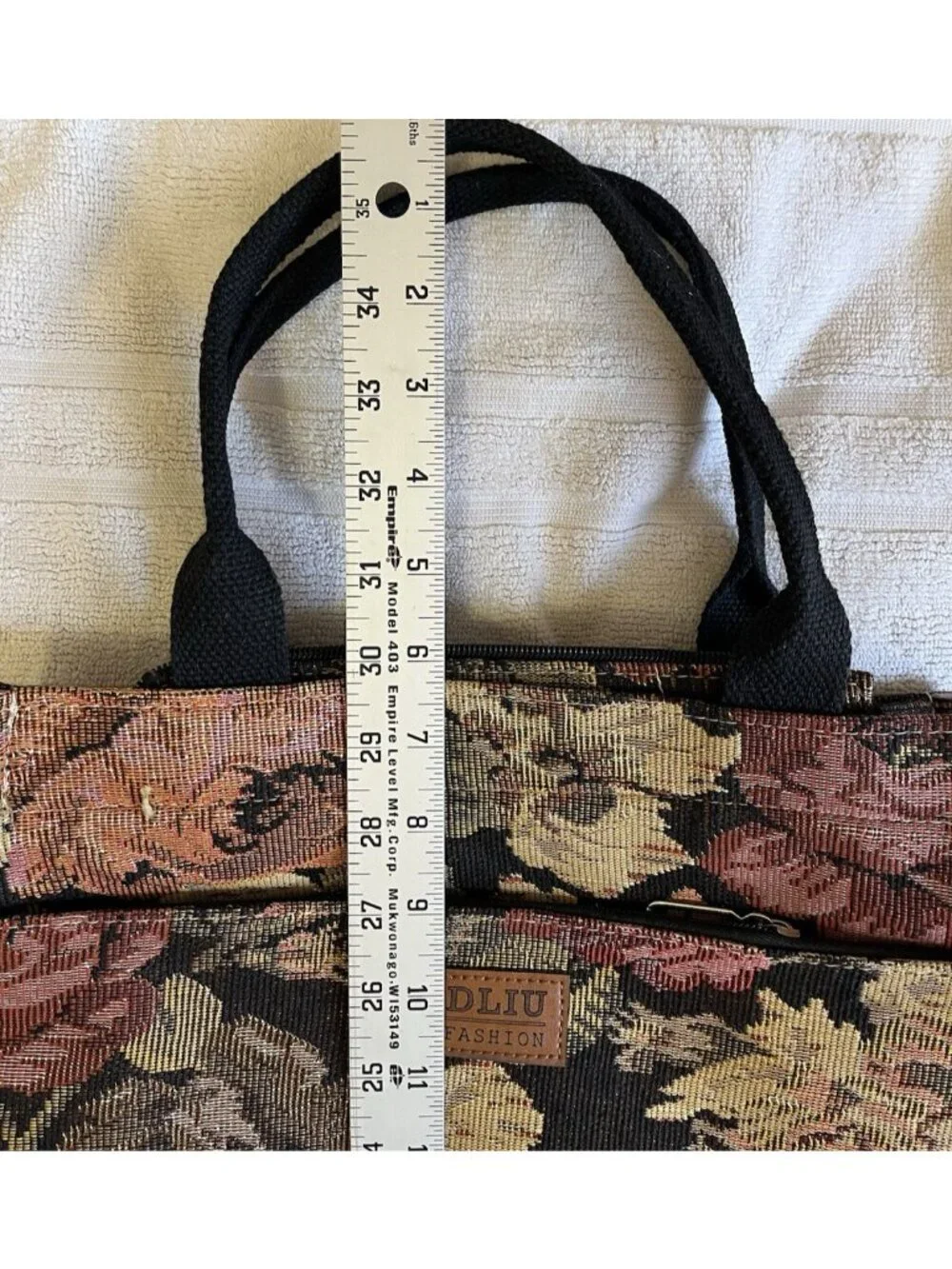 DLIU Fashion Floral Tapestry Tote Bag Zip Top Double Handle Purse